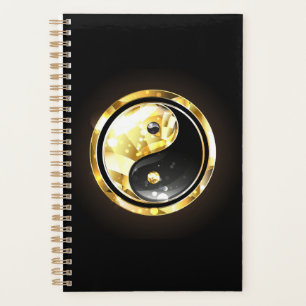 Gold Yin Yang auf schwarz Planer