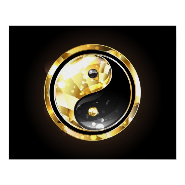Gold Yin Yang auf schwarz Poster (Vorderseite)
