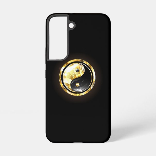 Gold Yin Yang auf schwarz Samsung Galaxy Hülle (Rückseite)