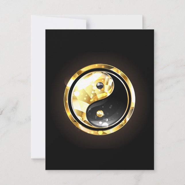 Gold Yin Yang auf schwarz Save The Date (Vorderseite)