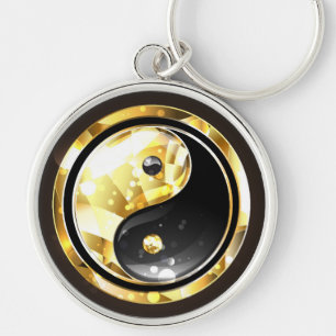 Gold Yin Yang auf schwarz Schlüsselanhänger