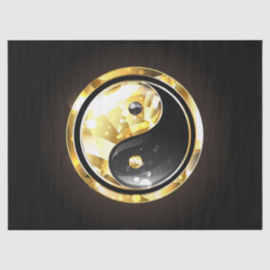 Gold Yin Yang auf schwarz Seidenpapier