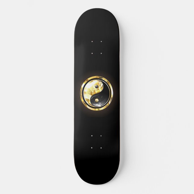 Gold Yin Yang auf schwarz Skateboard (Vorderseite)