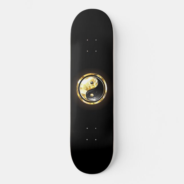 Gold Yin Yang auf schwarz Skateboard (Vorderseite)