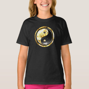 Gold Yin Yang auf schwarz T-Shirt