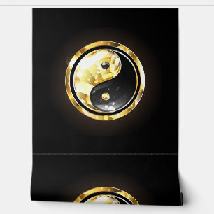 Gold Yin Yang auf schwarz Tapete