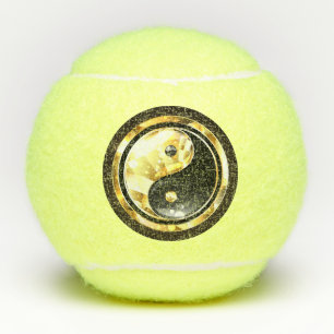Gold Yin Yang auf schwarz Tennisbälle