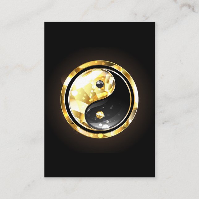 Gold Yin Yang auf schwarz Terminkarte (Vorderseite)