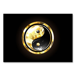 Gold Yin Yang auf schwarz Tischnummer