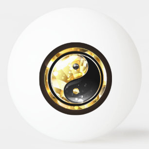 Gold Yin Yang auf Schwarz Tischtennisball