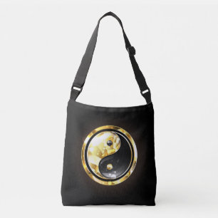 Gold Yin Yang auf schwarz Tragetaschen Mit Langen Trägern