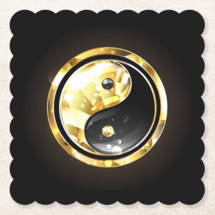 Gold Yin Yang auf schwarz Untersetzer