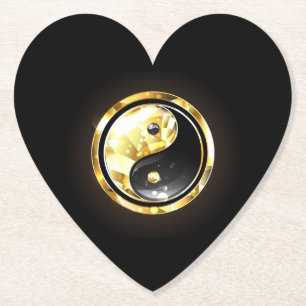 Gold Yin Yang auf schwarz Untersetzer