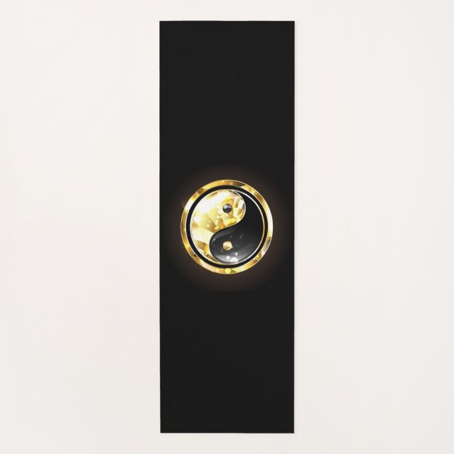 Gold Yin Yang auf schwarz Yogamatte (Vorderseite)