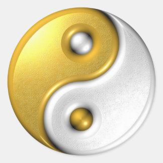 Gold Ying Yang Runder Aufkleber