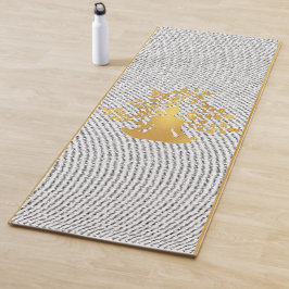 Gold Yoga Pose Silhouette mit Baumzweig Yogamatte