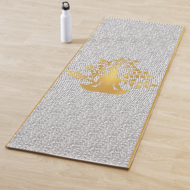 Gold Yoga Pose Silhouette mit Baumzweig Yogamatte (Beispiel)