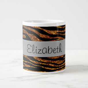 Gold Zebra, Glitter Zebra, Zebra Print, Your Name Jumbo-Tasse