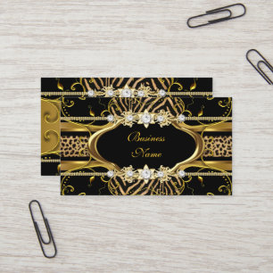 Gold Zebra Leopard Schwarz Juwel Look Bild Visitenkarte
