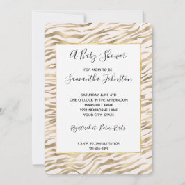 Gold Zebra Print Baby Dusche Einladung
