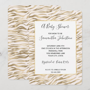 Gold Zebra Print Baby Dusche Einladung