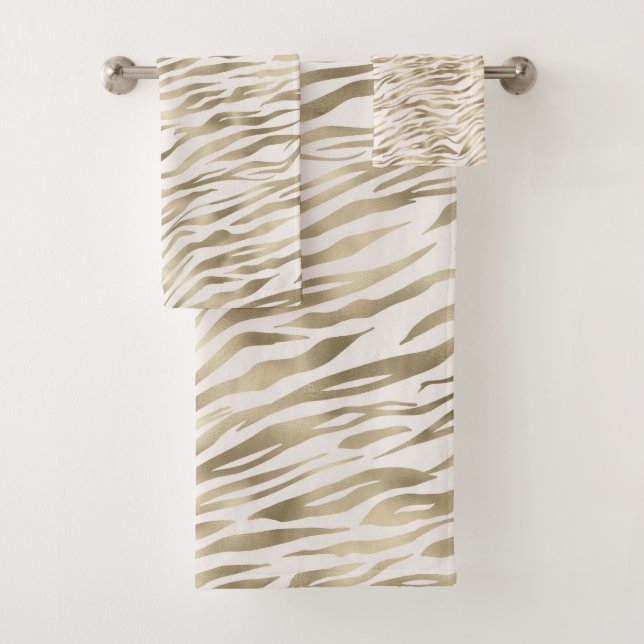 Gold Zebra Print Badhandtuch Set (Insitu)