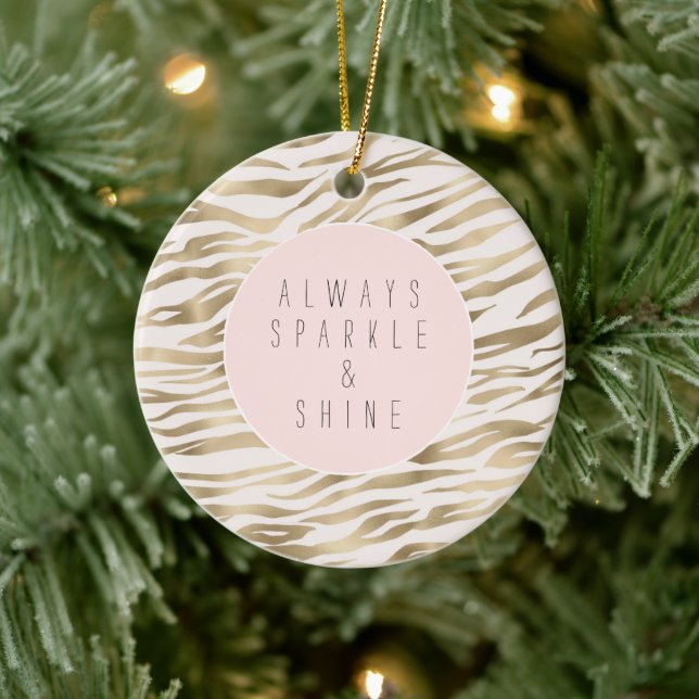 Gold Zebra Print Keramik Ornament (Baum)