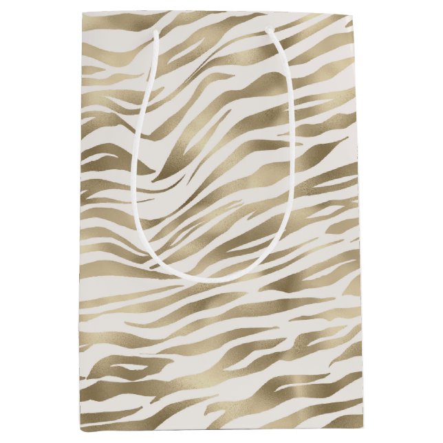 Gold Zebra Print Mittlere Geschenktüte (Vorderseite)