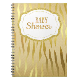 Gold Zebra Print Sparkle Baby ShowNotebook Notizblock