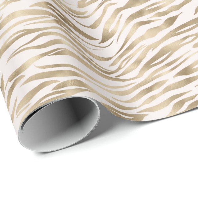 Gold Zebra Print Stripes Geschenkpapier (Rolleneckpunkt)