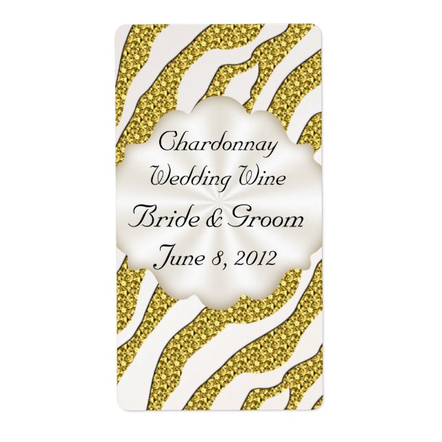 Gold Zebra Streifen Hochzeitweiliges Weinbergsiege (Vorne)