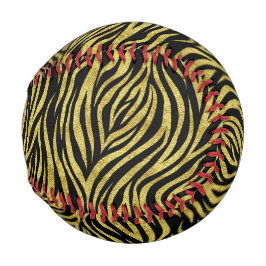 Gold Zebra Stripes Baseball