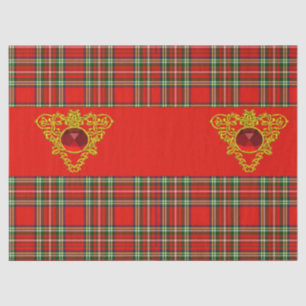 GOLD ZELLTIKHERZ, RUBY, ROT GRÜNE SCOTTISH TARTAN SEIDENPAPIER