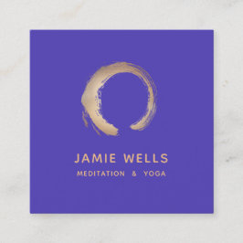 Gold Zen Enso Yoga Meditation Lehrer Lila Quadratische Visitenkarte