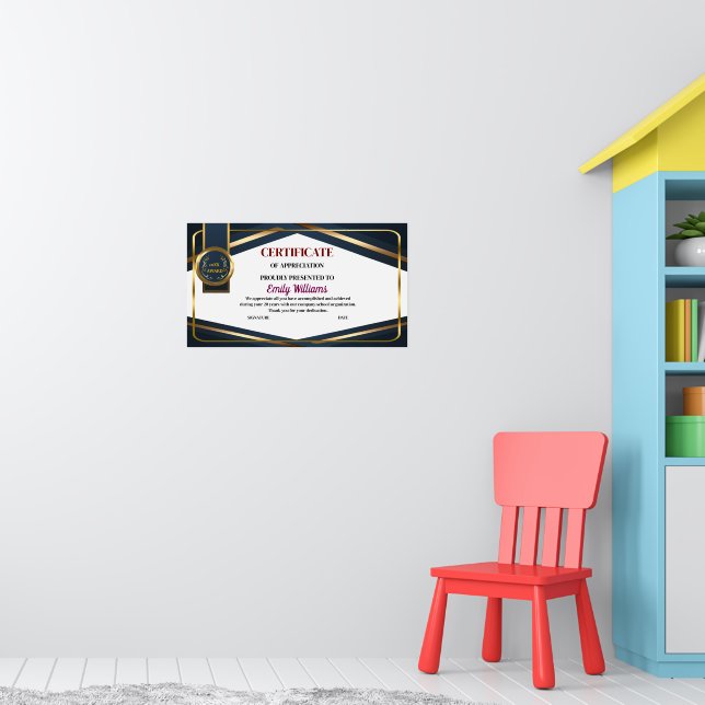 Gold-Zertifikat für die Wertsteigerung nach Kunden Poster (Kinderzimmer 1)
