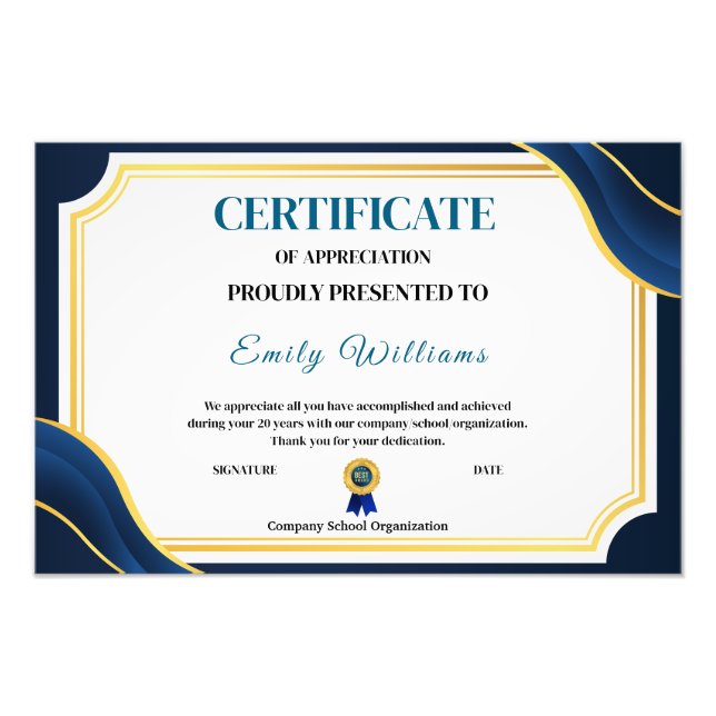 Gold-Zertifikat P für die Wertsteigerung nach Maß Fotodruck (Vorne)