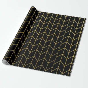 Gold Zickzack auf schwarzer Hintergrundmodernem Geschenkpapier
