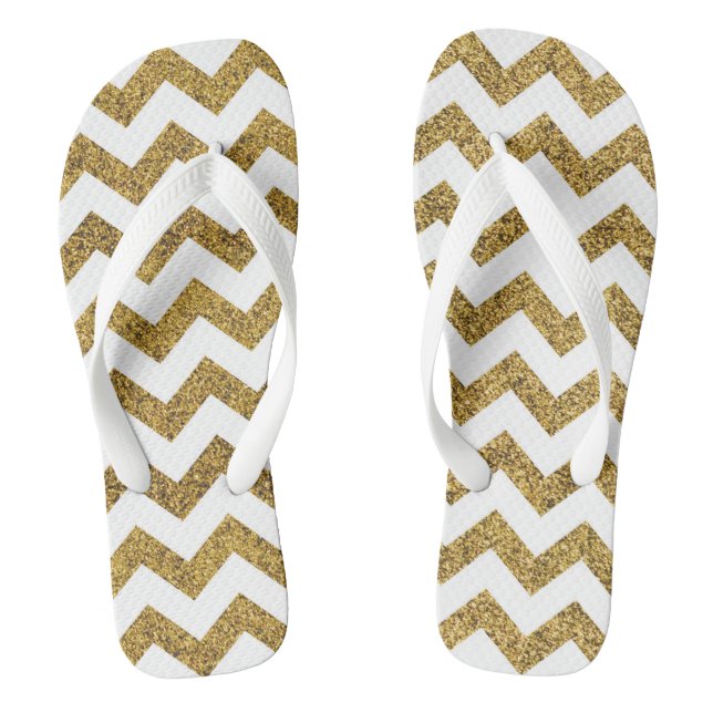 Gold Zickzack Flip Flops (Fußbett)