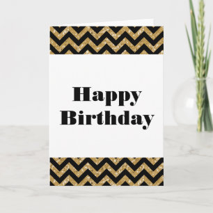 Gold Zickzack Glitzer Happy Birthday Card Karte
