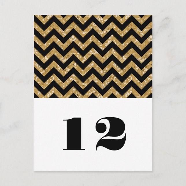 Gold Zickzack Glitzer Table Postcard Postkarte (Vorderseite)