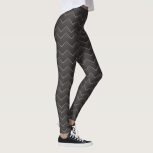 Gold Zig Zag Zickzack Muster Leggings