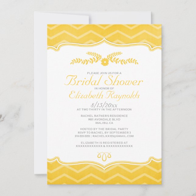 Gold Zigzag Bridal Dusche Einladungen (Vorderseite)
