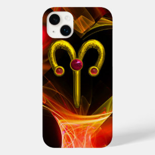 GOLD ZODIAC SIGN ARIES, Red Yellow Fraktal Wirbel Case-Mate iPhone 14 Plus Hülle