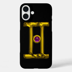 GOLD ZODIAC SIGN GEMINI Lila Alexandrite iPhone 16 Plus Hülle
