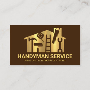 Gold Zuhause Handyman Tools Builder Visitenkarte