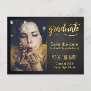 Goldabschluss   Chalkboard-Save the Date Foto Ankündigungspostkarte