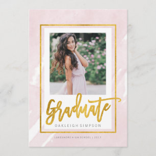 Goldabschluss   Rose Watercolor Grad Bekanntgabe Ankündigung