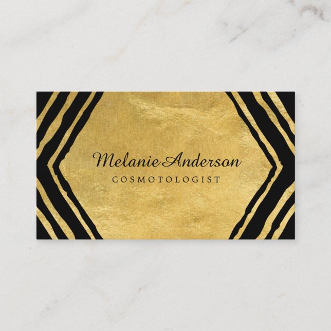 Goldabstrakte Make-upkünstler-Geschäfts-Karten Visitenkarte (Vorderseite)