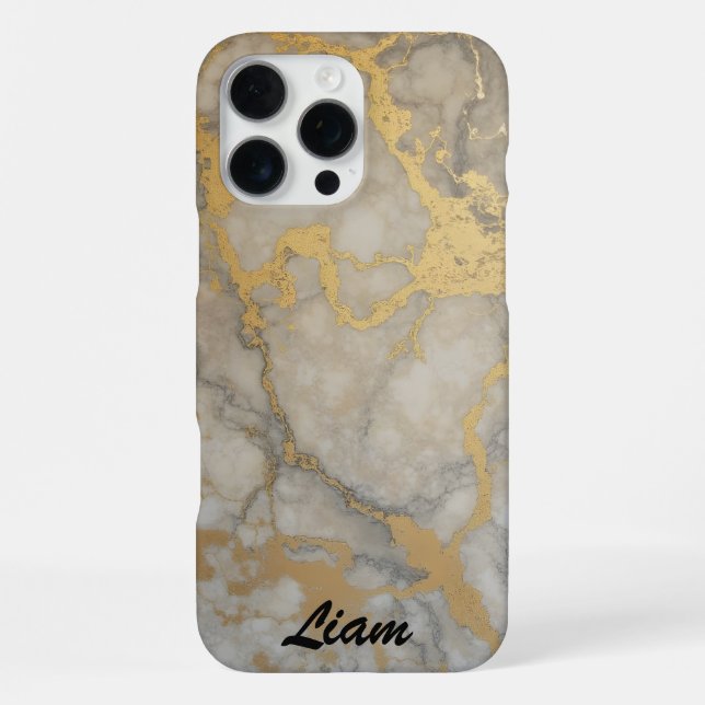 Goldadern in grauem Marmor iPhone Hülle (Rückseite)