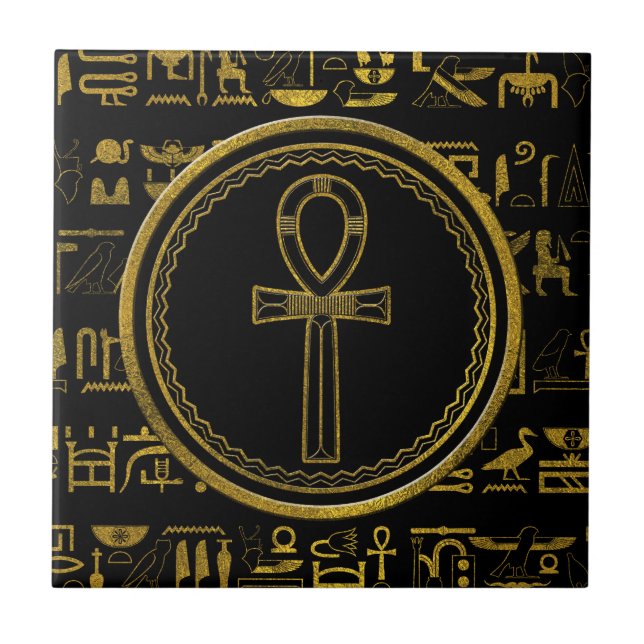 Goldägypter Ankh Quersymbol Fliese (Vorderseite)